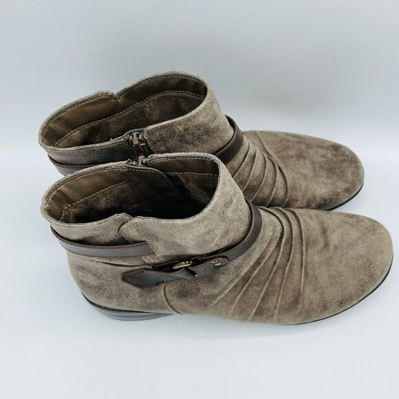 Natural Soul Boots Womens Size 9 M Brown Coltrane Ankle Booties Creased Zipper - Picture 3 of 11